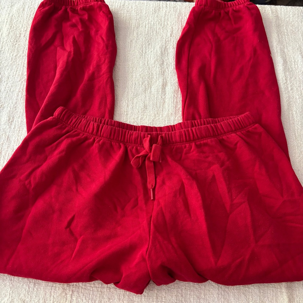 PINK Victoria's Secret Red Jogger Sweatpants Gold Logo XL